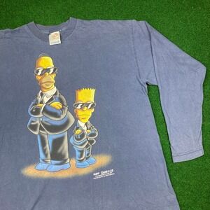 Vintage The Simpsons Shirt Mens XL Blue 1997 Men In Black Movie Parody Homer 90s